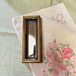 Vintage Small Rectangle Gold Framed Mirror – 3” x 7”